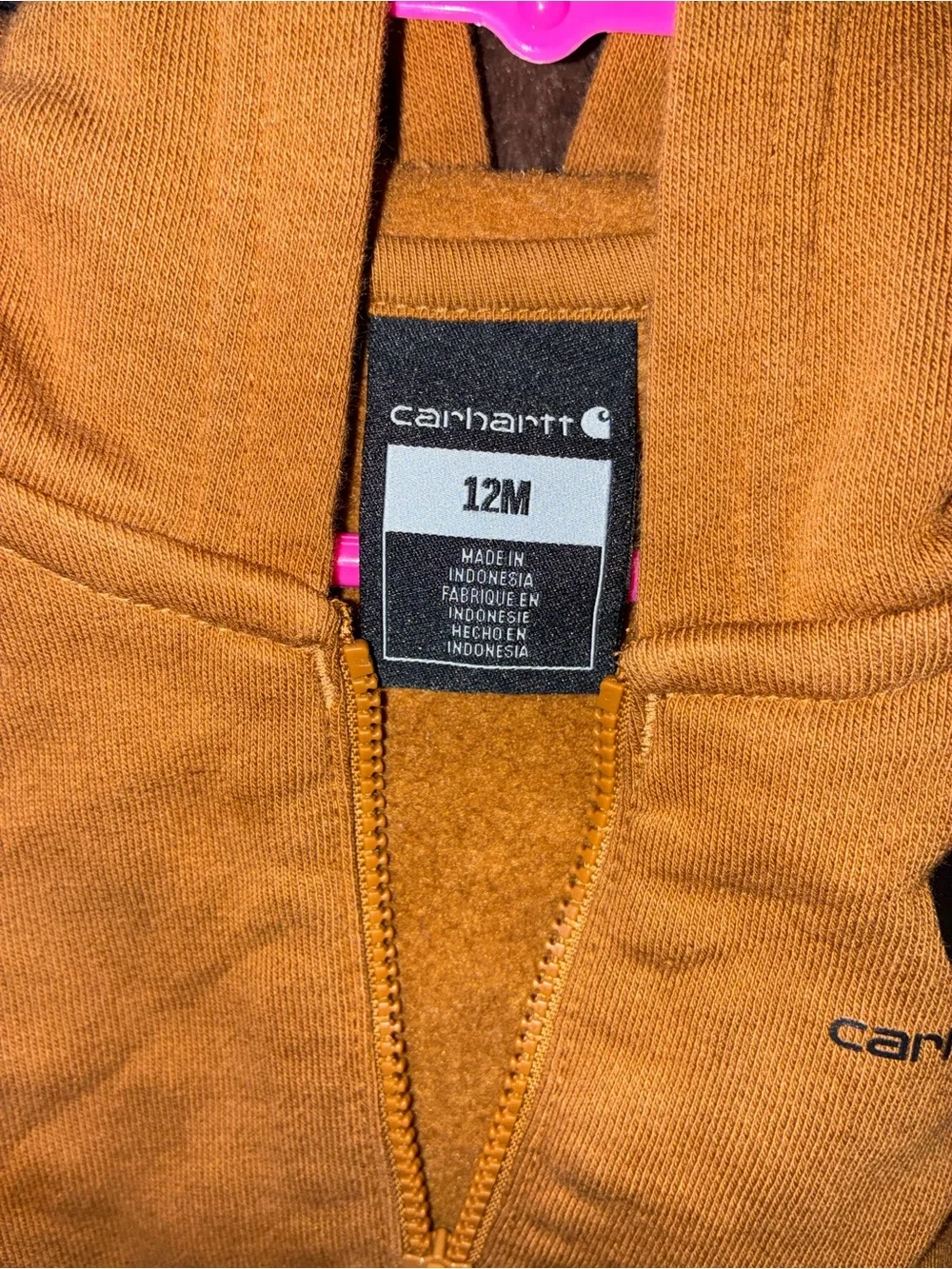 Carhartt Toddler Brown Hooded Pullover quarter-zip Sweatshirt